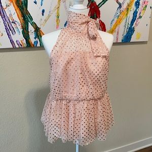 Pink and rose gold halter top